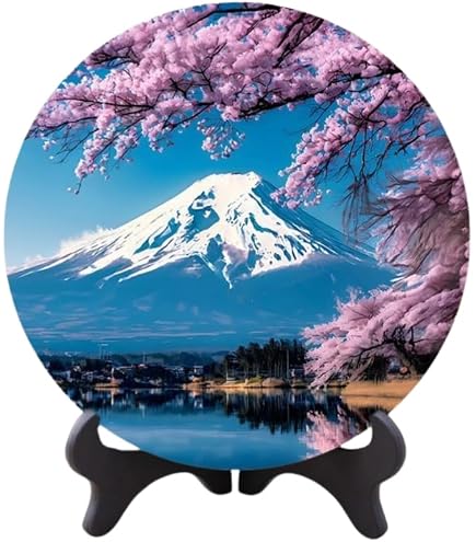 Amazon.co.jp: 和風絵皿 飾り絵皿 富士山（紅葉） 皿立て付 Mサイズ